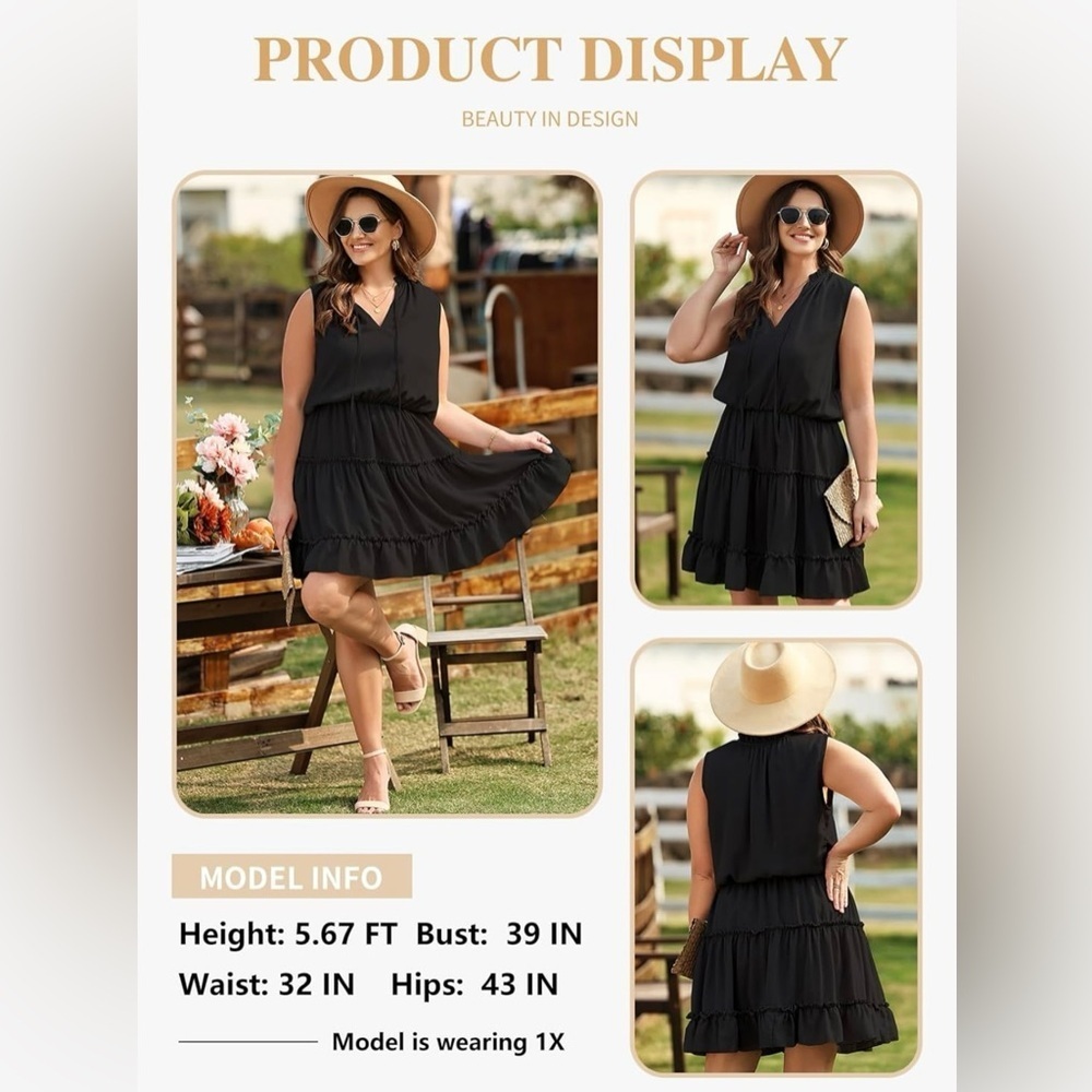Sleeveless V Neck Drawstring Ruffle Tiered Chiffon Mini Short Dresses - Picture 3 of 5